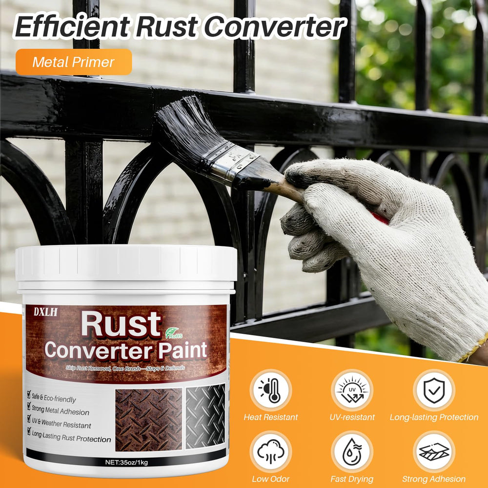 Rosemeek close-up brush stroke on rust showing smooth coverage benefit