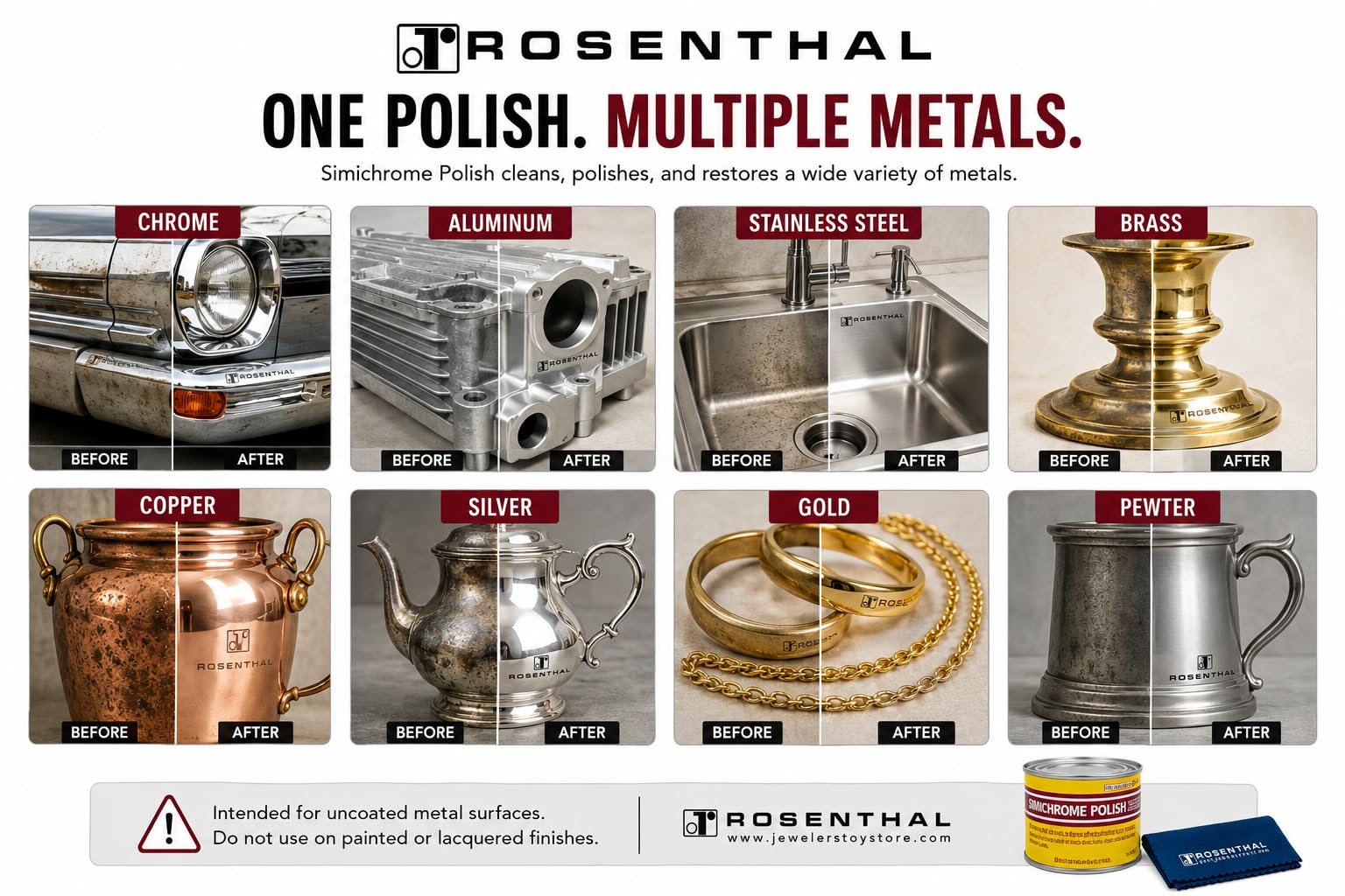 Rosenthal Collection premium microfiber polishing cloth beside can, soft cloth for scratch-free buffing