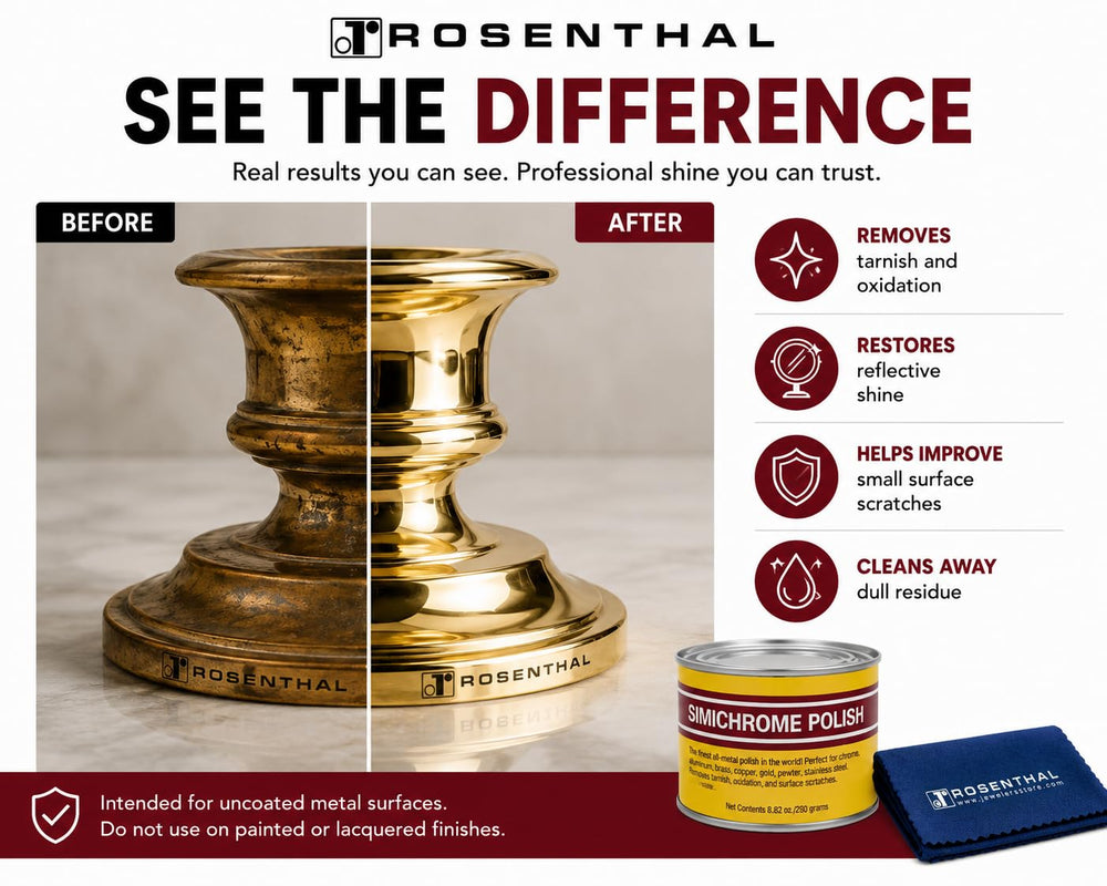 Rosenthal Collection used on silver jewelry close-up, revives details and removes tarnish
