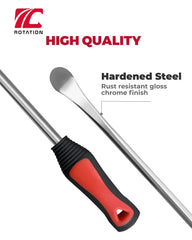 ROTATION close-up of hardened steel spoon tip showing curved profile and durable finish