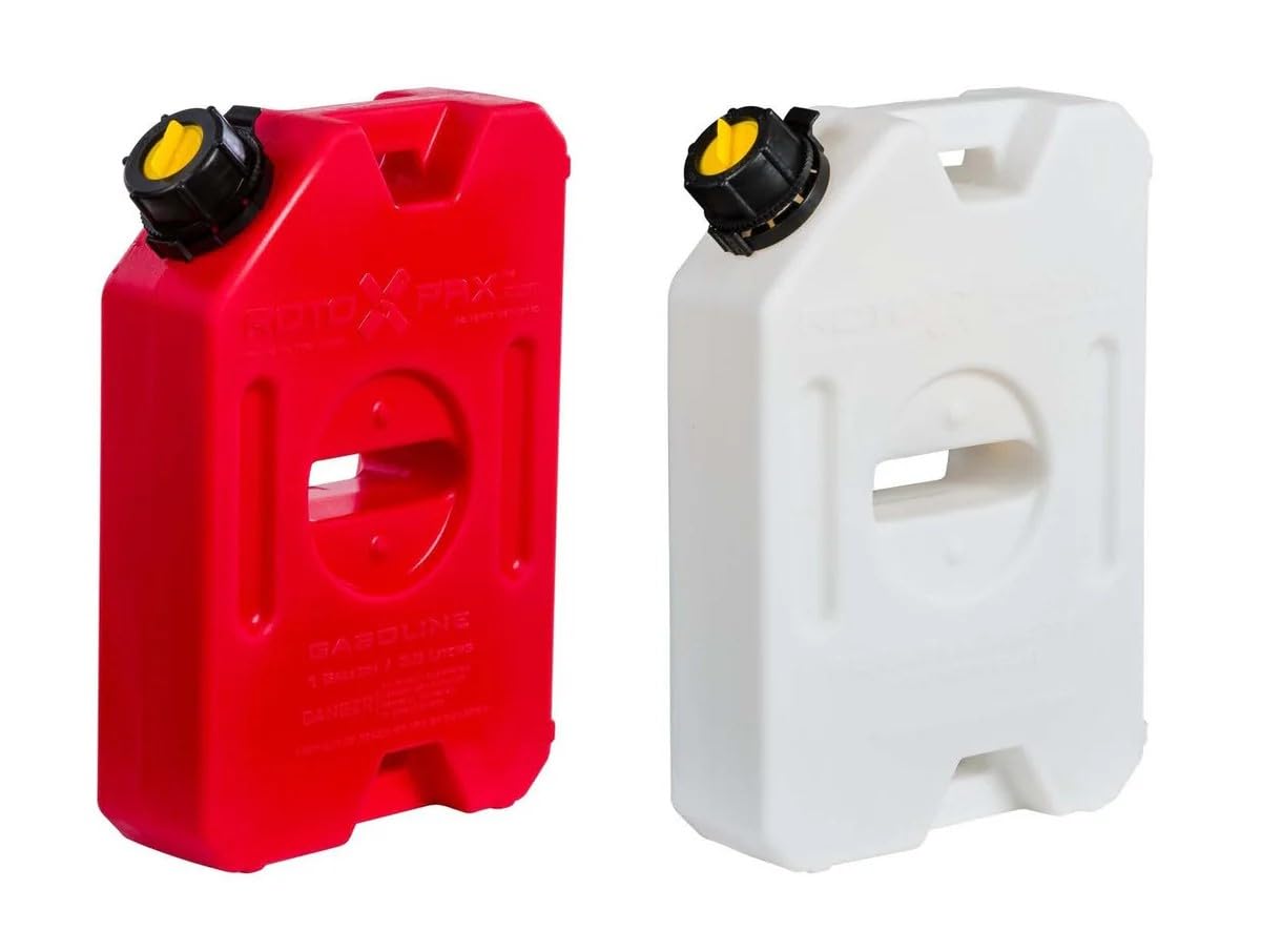 RotopaX front view of red and white 1-gallon pack shows slim profile and quick ID benefits