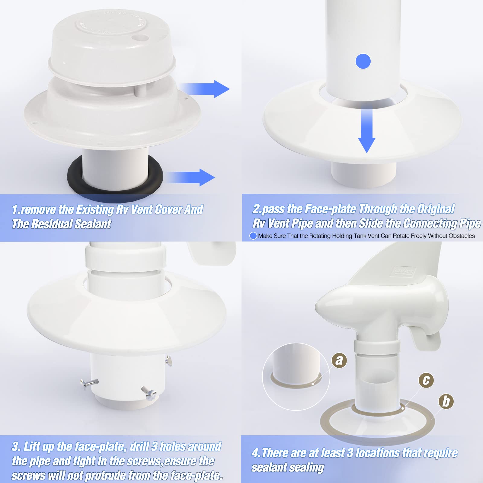 RotoVent underside mounting detail showing adapter compatibility and secure fit