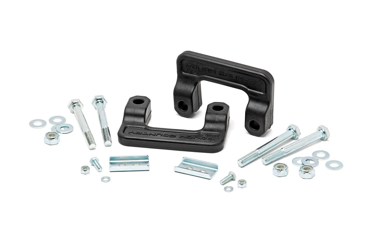 Rough Country front mount extension installed showing increased clearance and improved stance