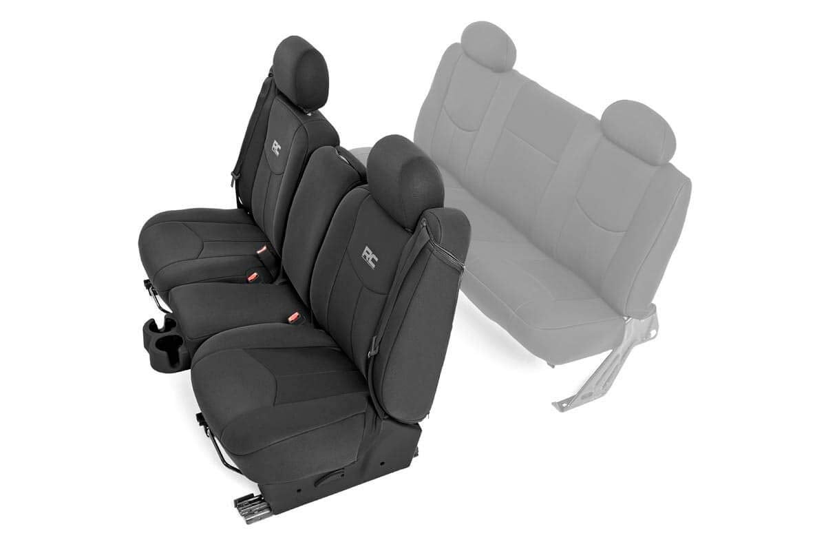 Rough Country front seat cover front view showing protective fit and clean look