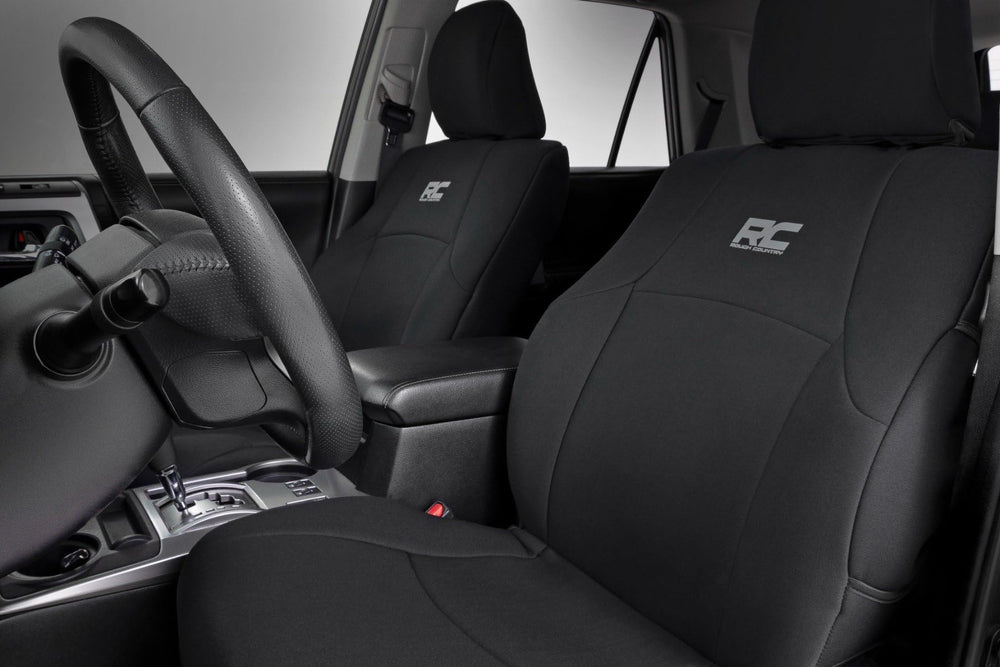 Rough Country front seats overview showing full protection and renewed interior look