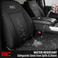 Rough Country installed front seats in Silverado showing snug fit and factory look