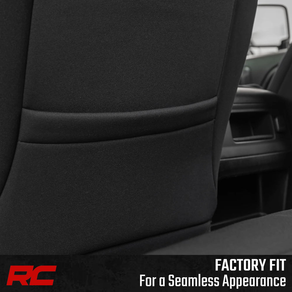 Rough Country installed front seats in Ram cabin showing tailored factory-like fit
