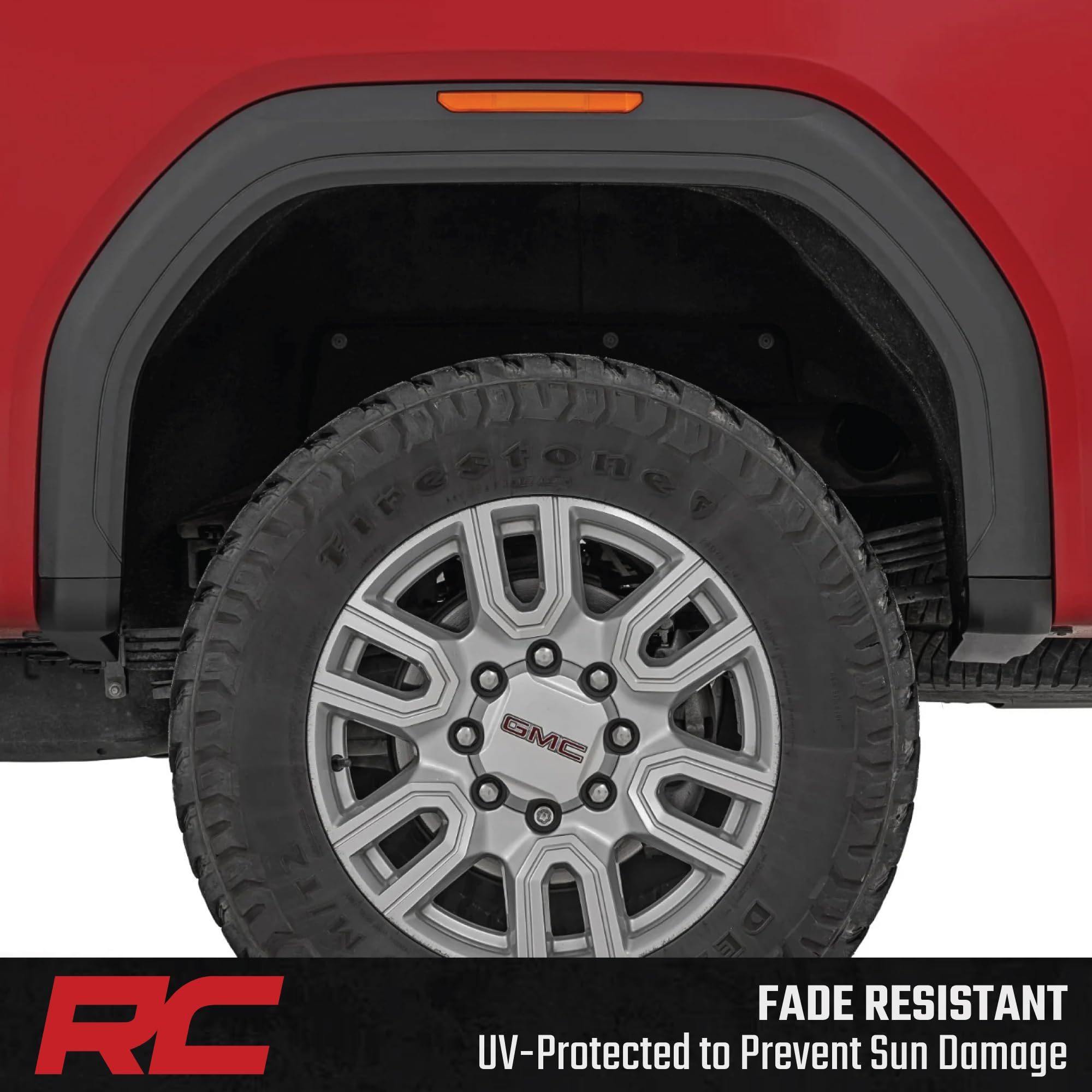 Rough Country Sierra driving on road with delete kit for a refined lifestyle aesthetic