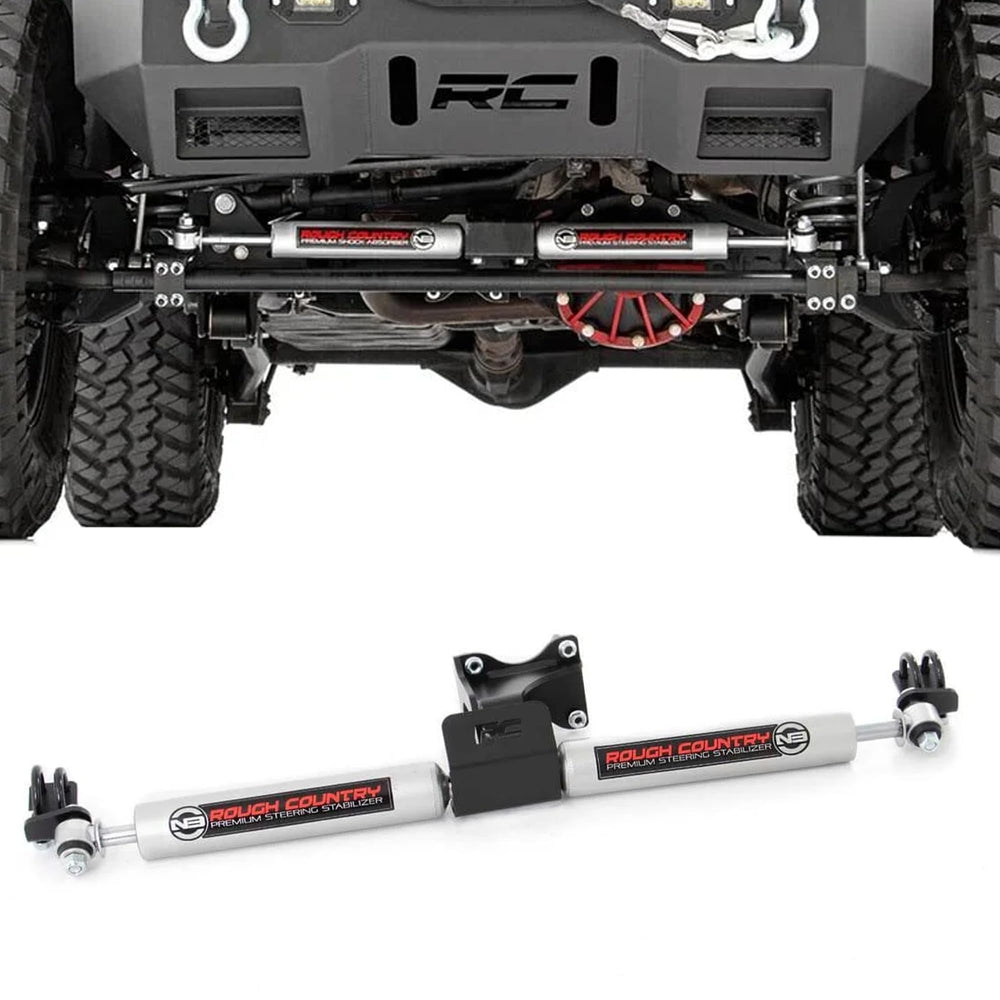 Rough Country front view of N3 dual stabilizer showing fitment and improved control