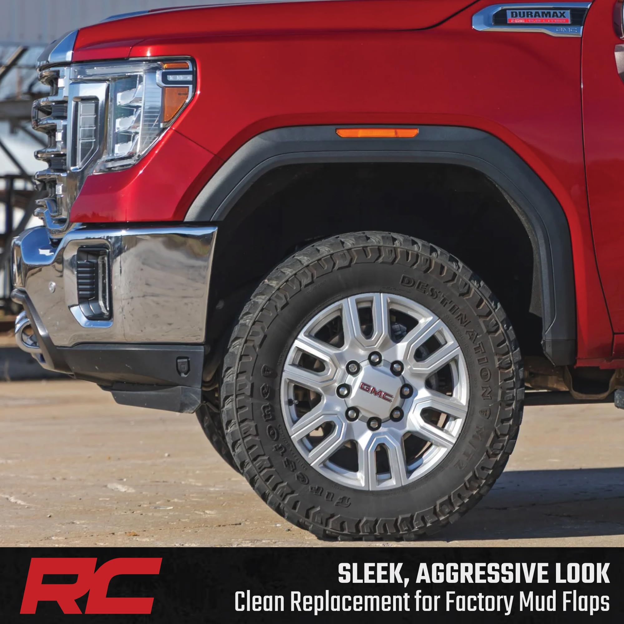 Rough Country rear panel fitted on Sierra rear wheelwell for seamless look and tire space