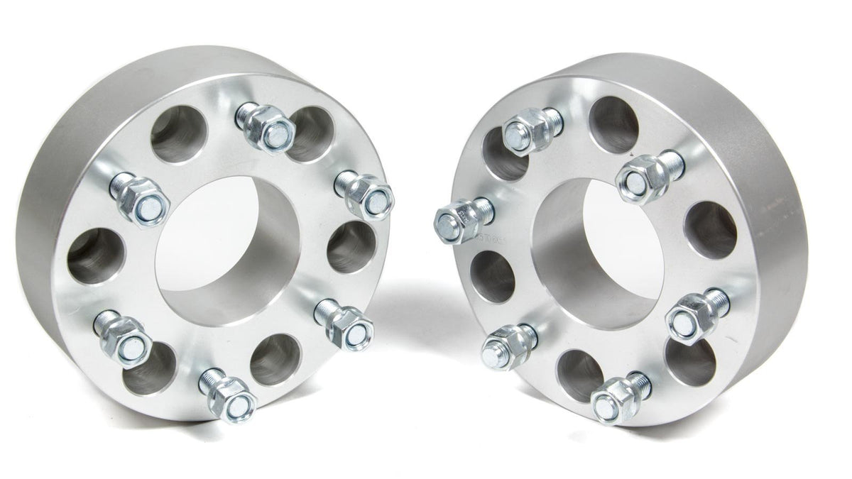 Rough Country wheel spacer front view showing two-inch width and fitment benefit