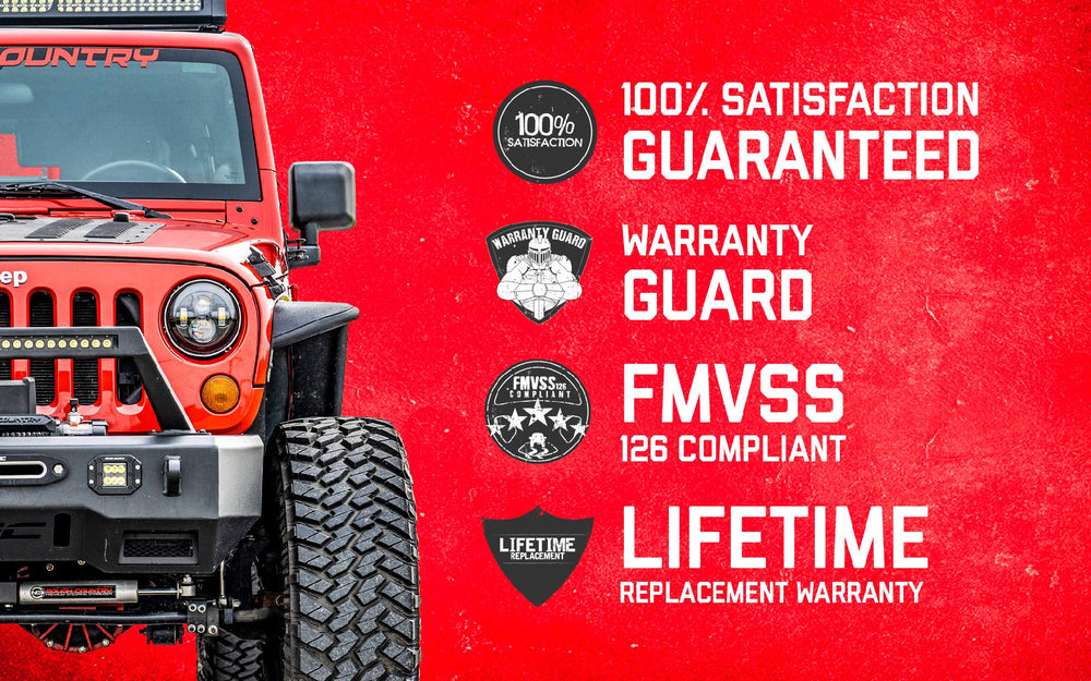 Rough Country kit with 33x12.50 tire next to truck showing clearance benefit