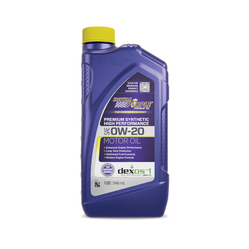 Royal Purple front quart bottle showing label and easy-pour neck for clean refills