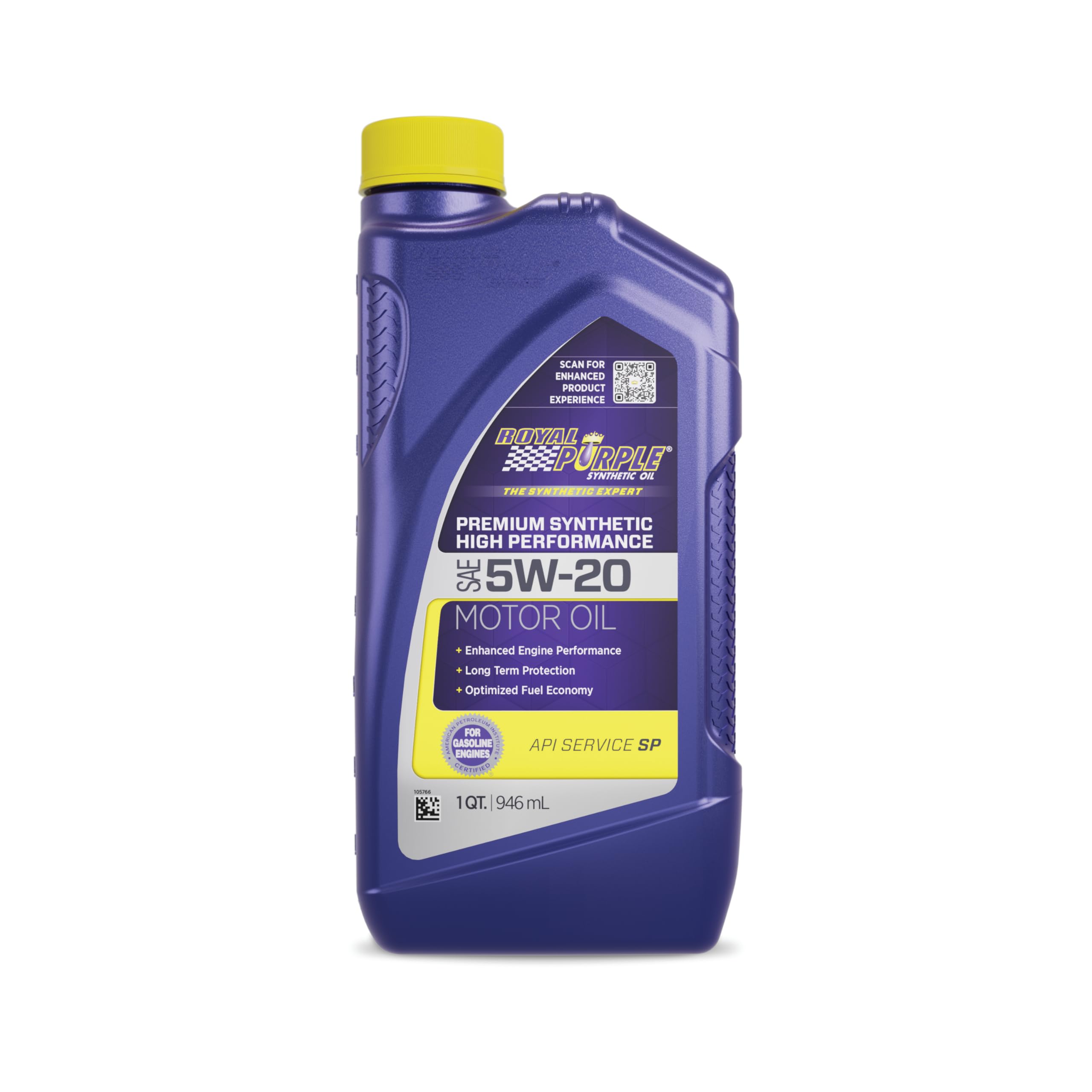 Royal Purple front label on case of six quarts showing packaging and convenience
