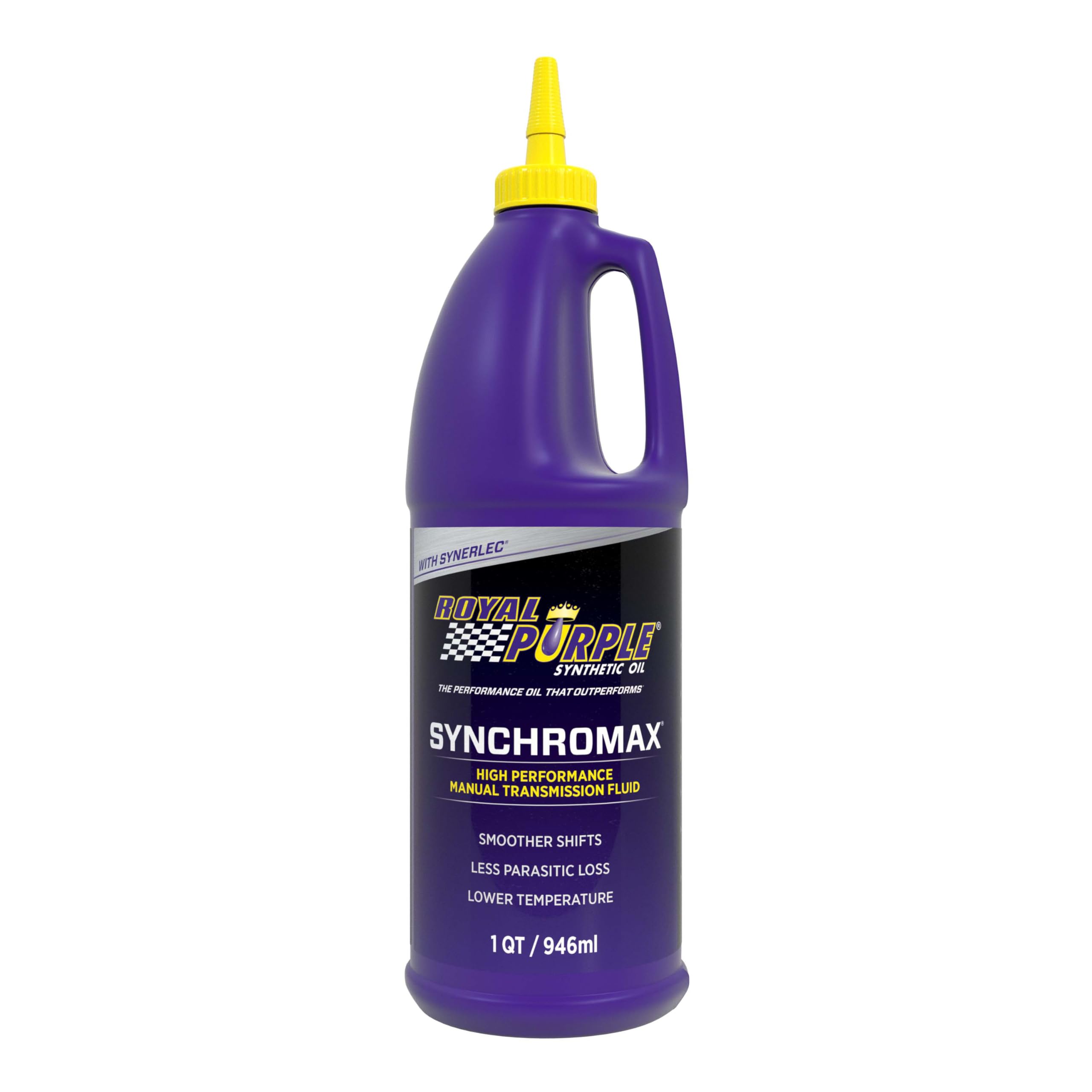 Royal Purple Synchromax front label showing product identification and benefits
