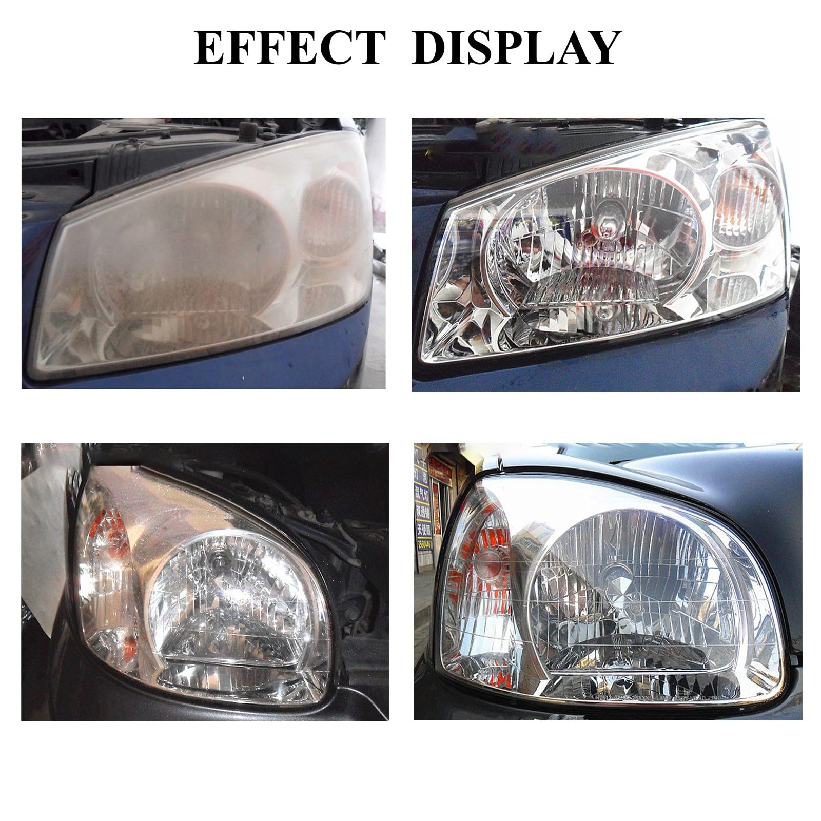 ROYWOO before and after headlight comparison showcasing restored brightness