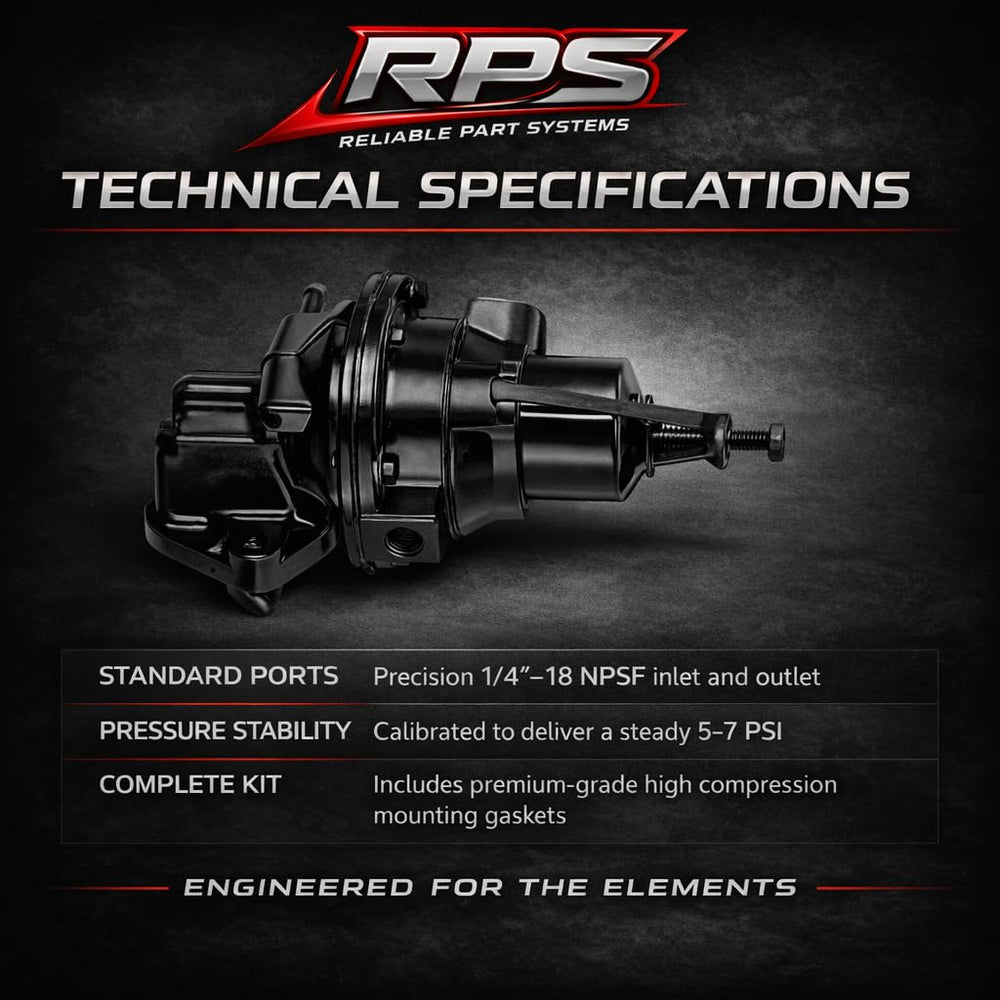 RPS fuel pump side ports showing inlet and outlet orientation for correct fit