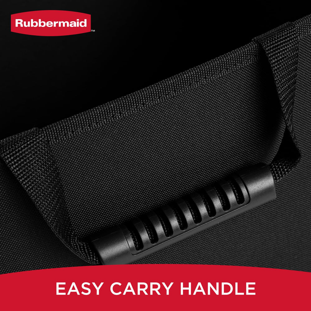 Rubbermaid organizer placed in a car trunk holding groceries and gear for everyday convenience