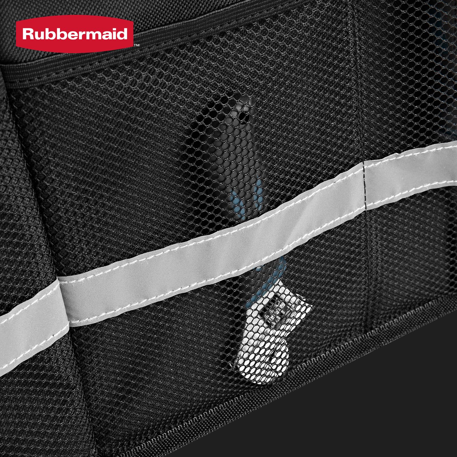 Rubbermaid in use with groceries and emergency supplies organized