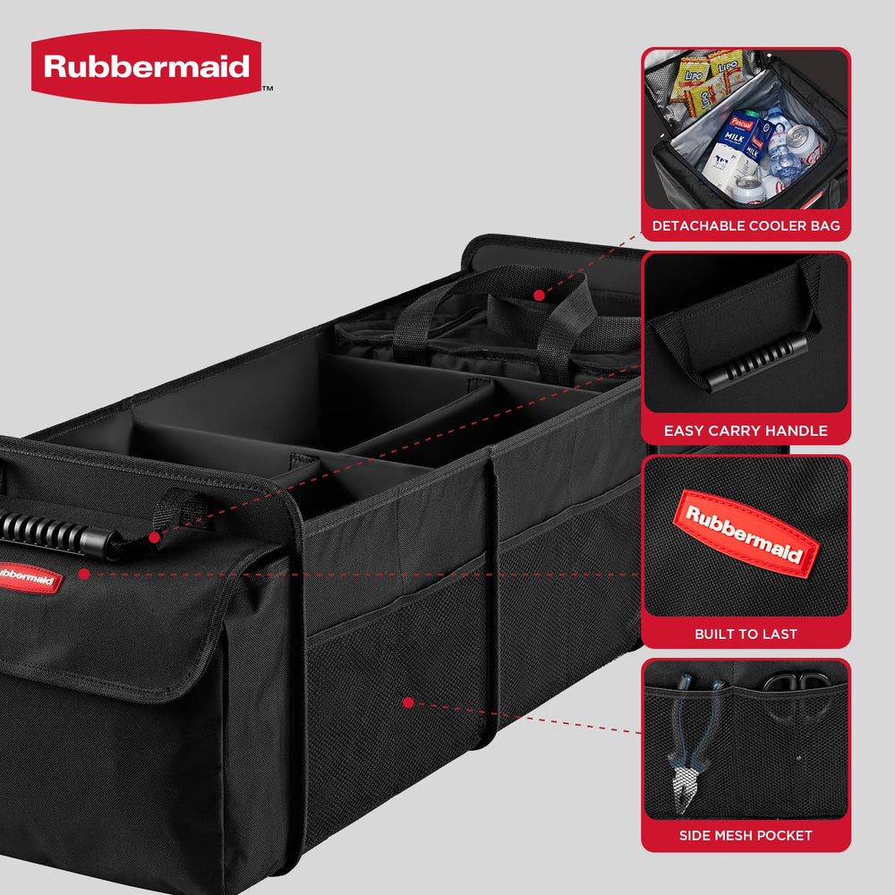 Rubbermaid top-down view showing adjustable dividers and compartment layout for organized items