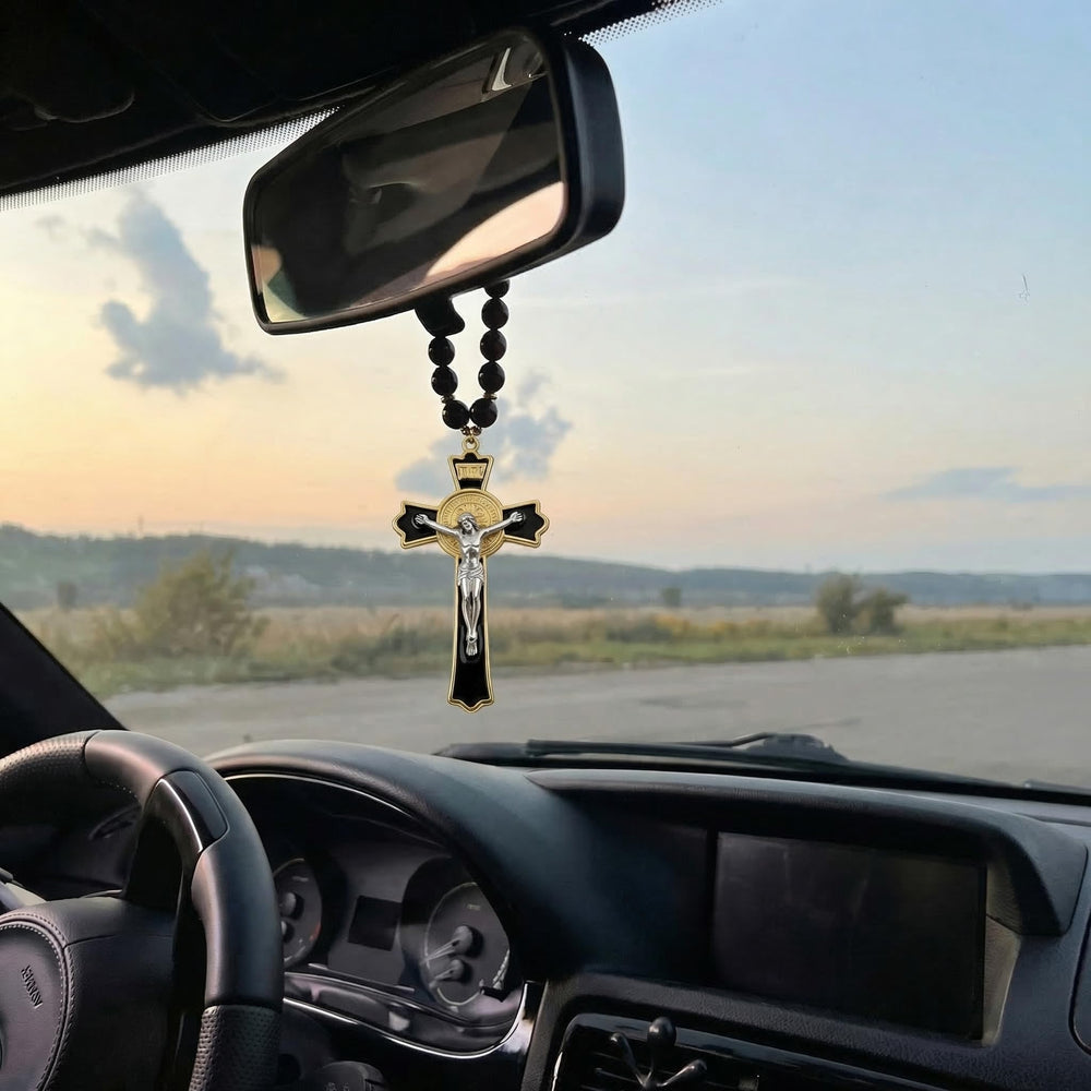 RUDELL Saint Benedict cross detail visible and reinforcing recognizable devotional symbolism