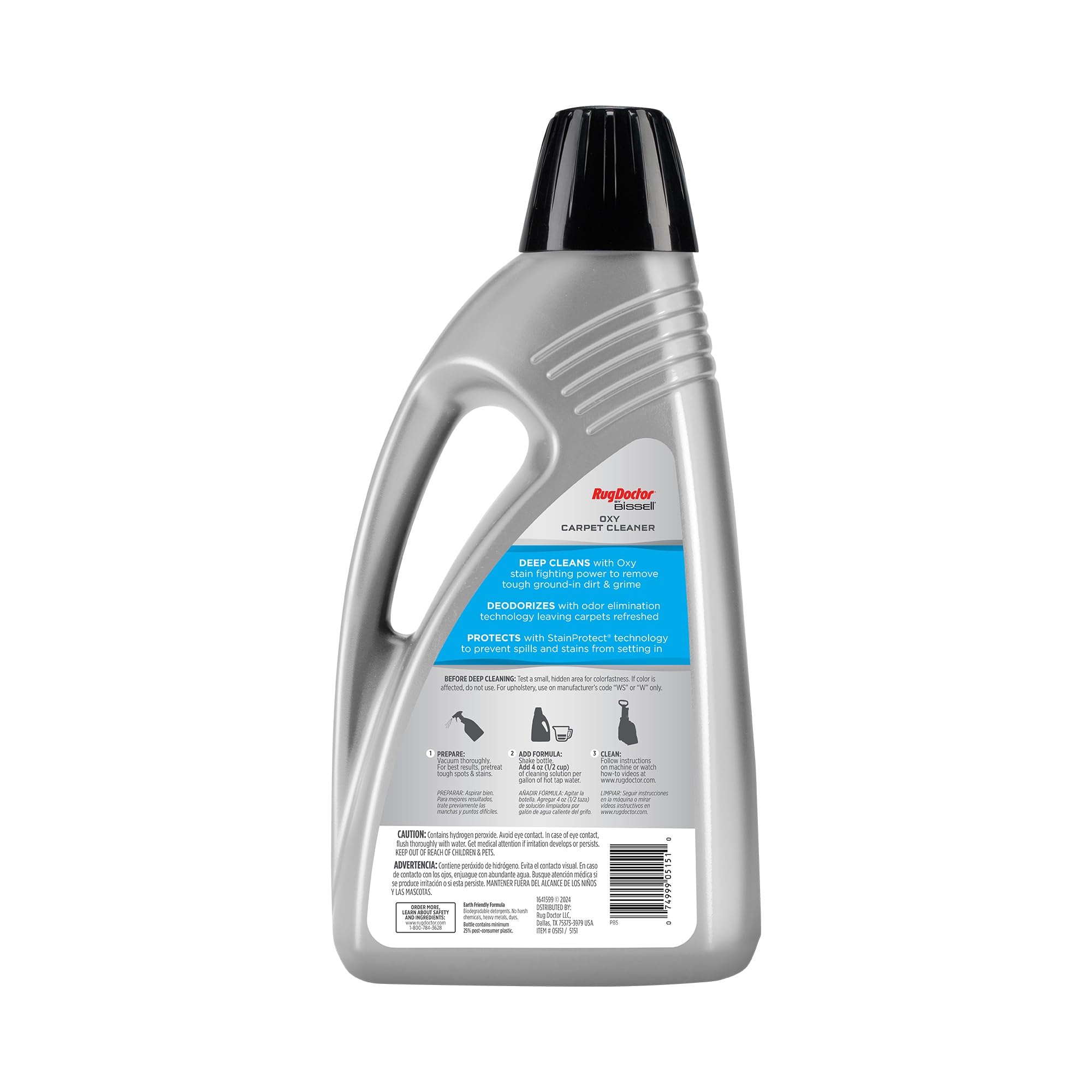Rug Doctor solution being added to carpet cleaner tank for deep cleaning