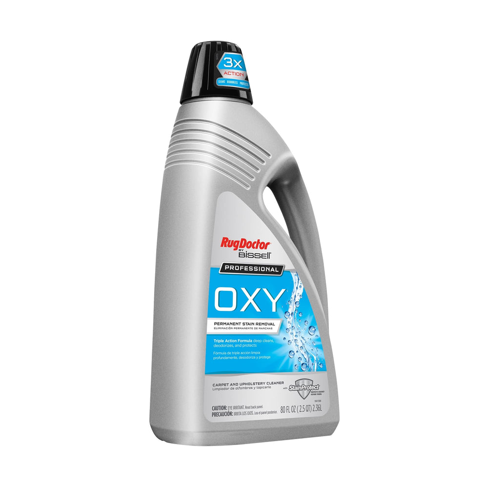 Pouring Rug Doctor solution into measuring cup for precise dosing