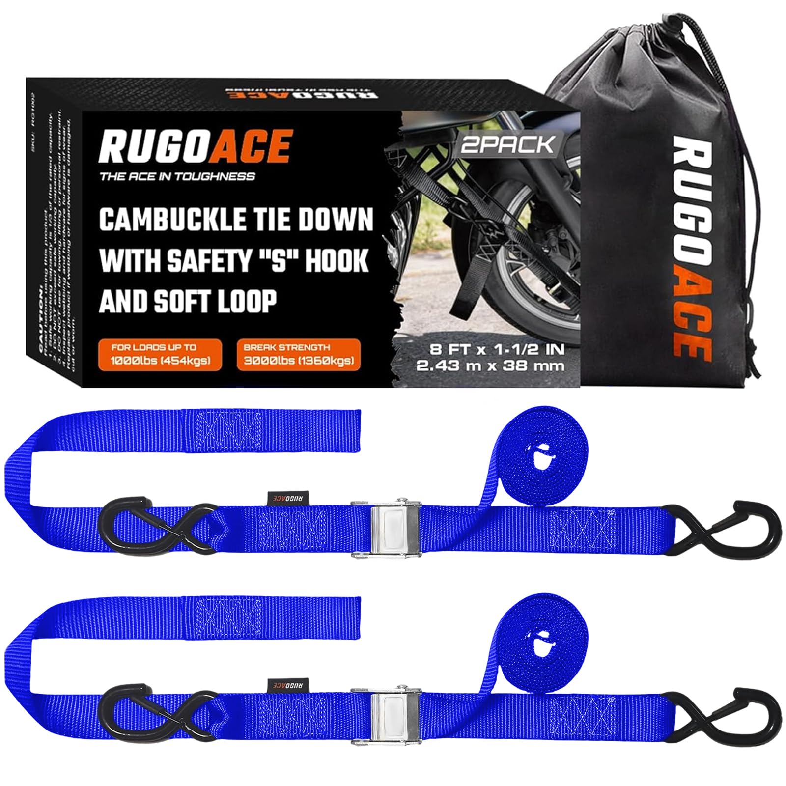RUGOACE straps in use securing ATV in truck bed, reliable hauling