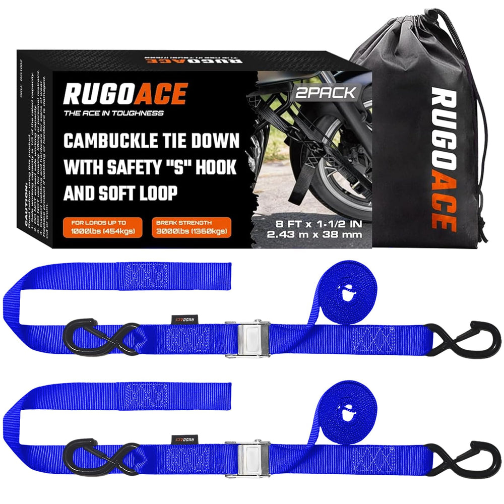 RUGOACE straps in use securing ATV in truck bed, reliable hauling