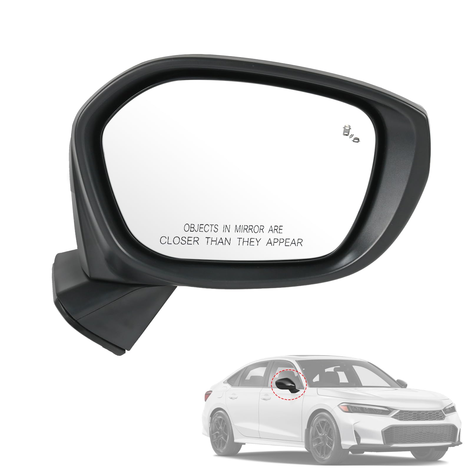 RUIANOMG right passenger mirror front view showing fit and finish benefit of OEM look