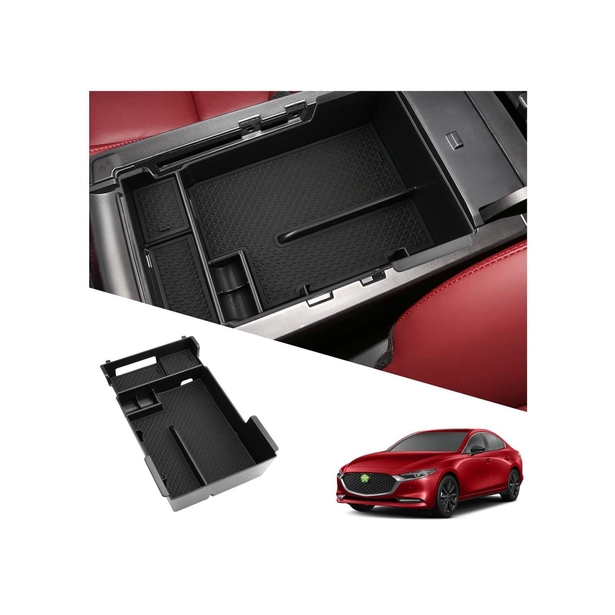 Ruiya front view console organizer showing clean fitted tray and improved storage