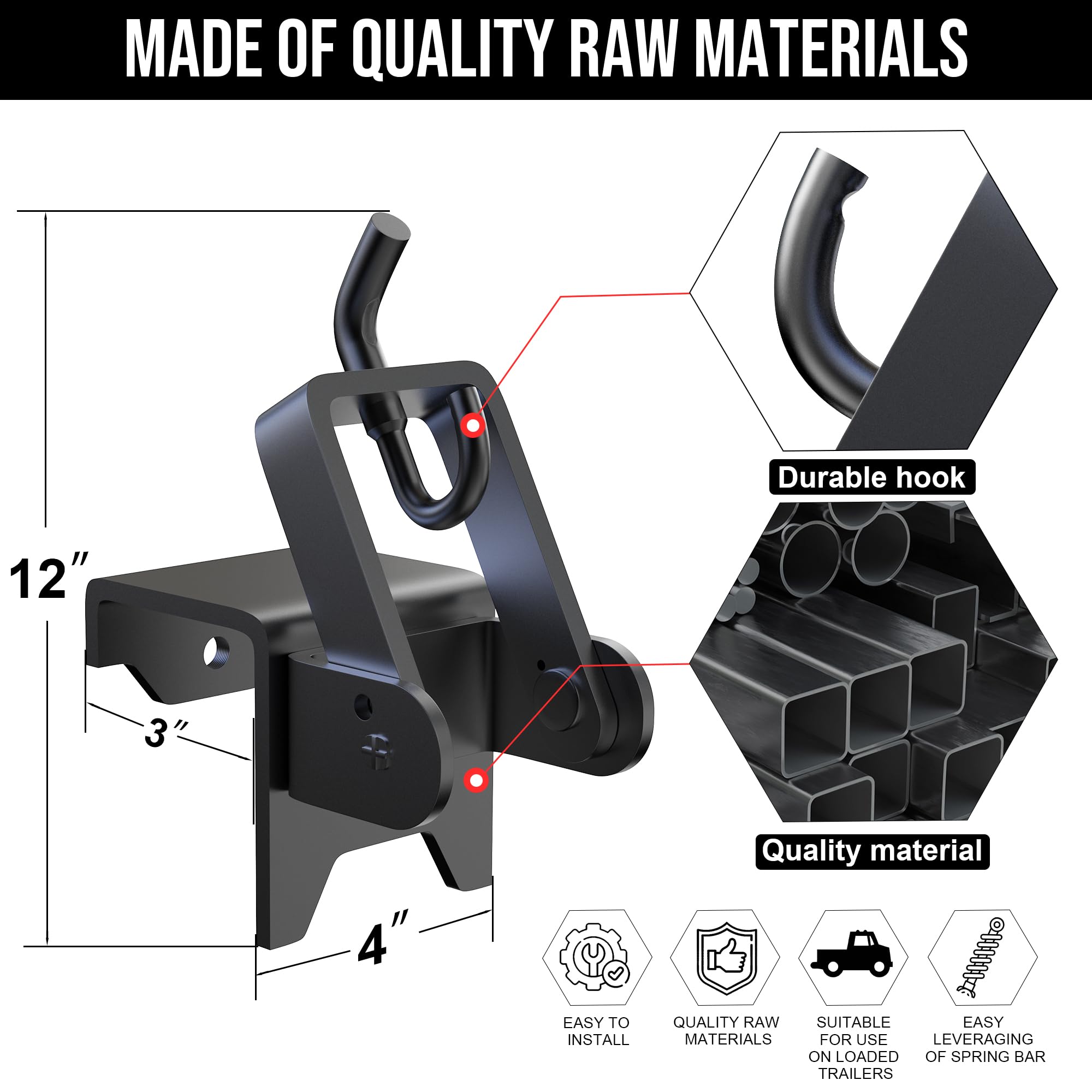 Rumngsuy bracket mounted on trailer frame demonstrating secure connection and stability