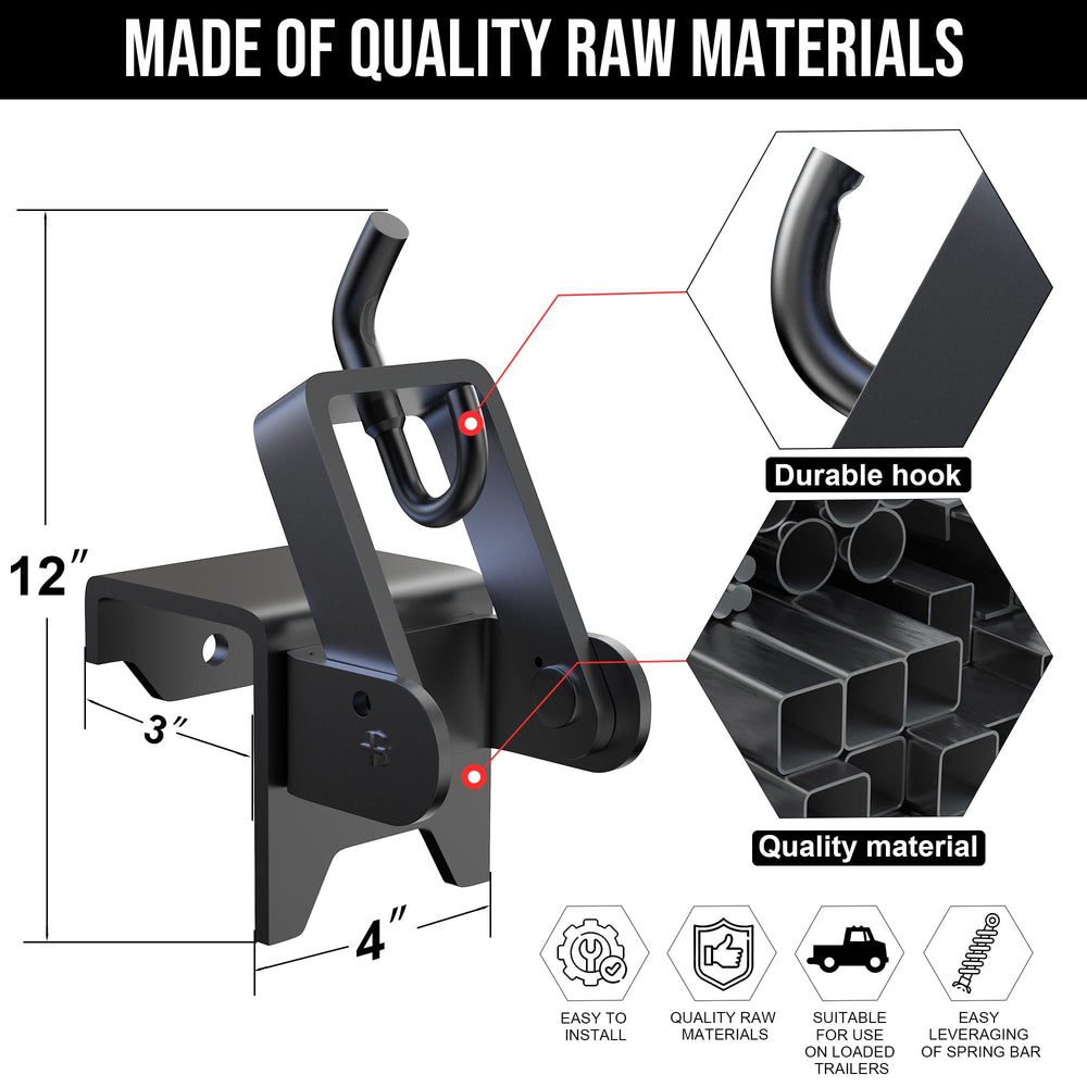 Rumngsuy bracket mounted on trailer frame demonstrating secure connection and stability