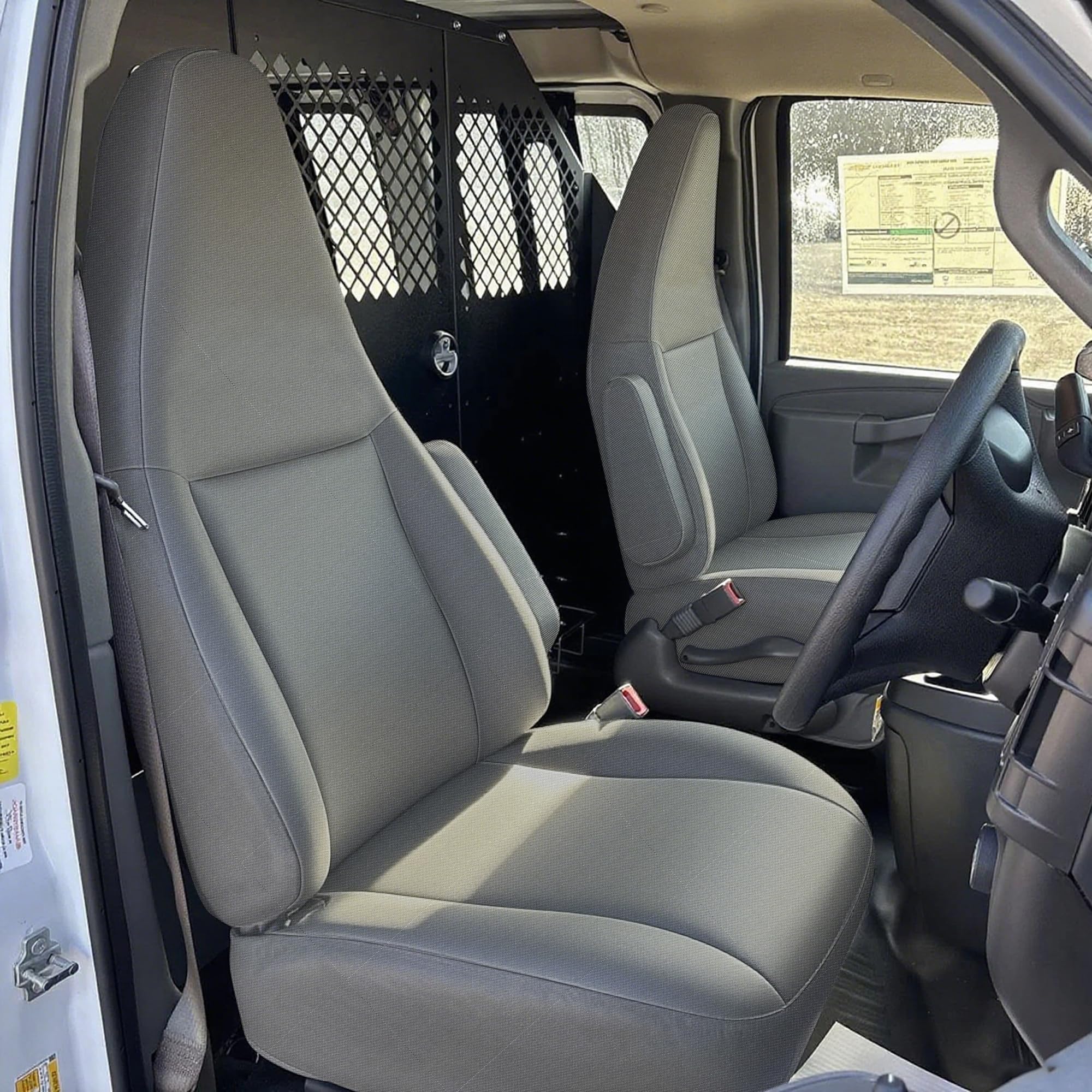 runfider front view on Chevy Express seat showing full protection and neat fit