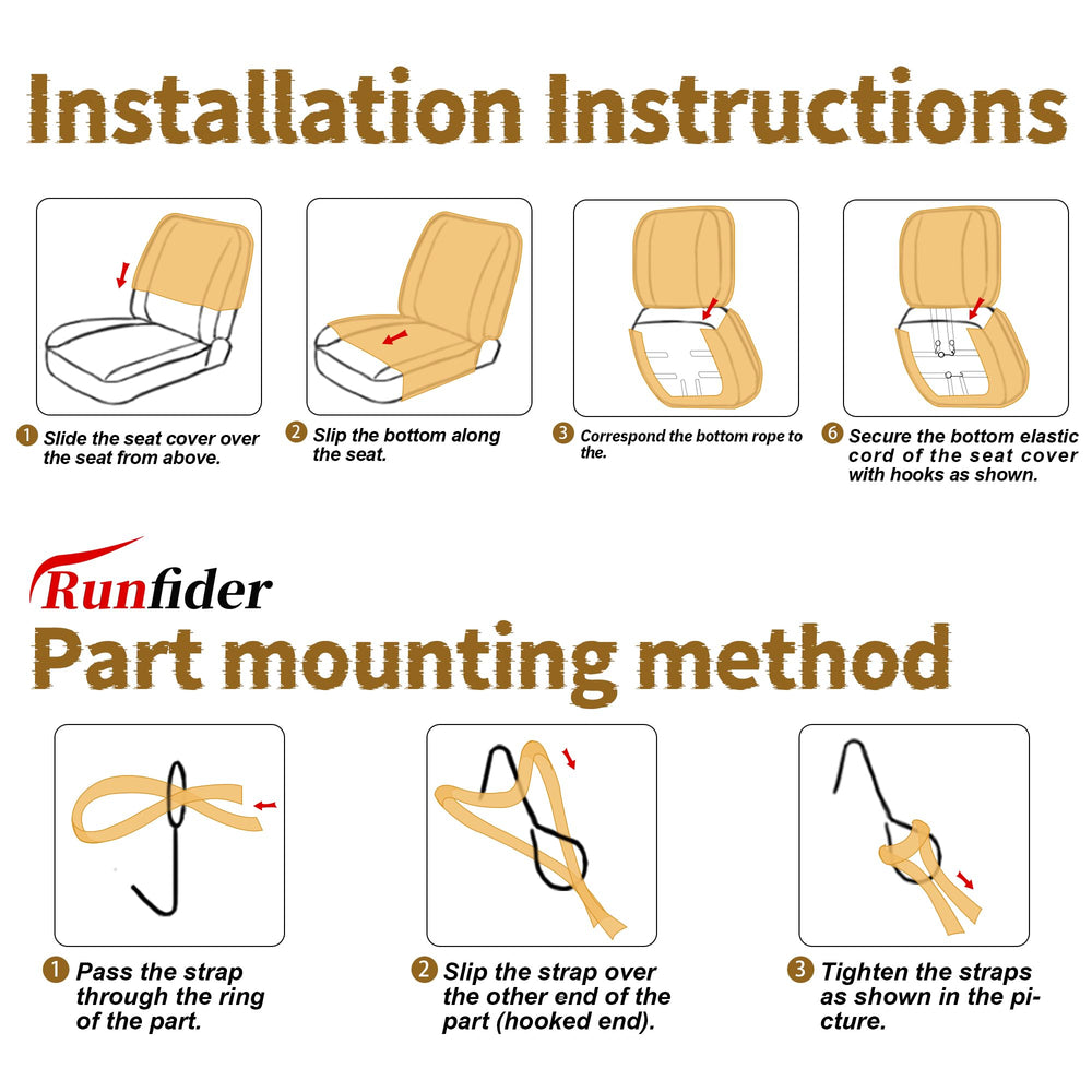 runfider included hooks and elastic bands for fast secure installation