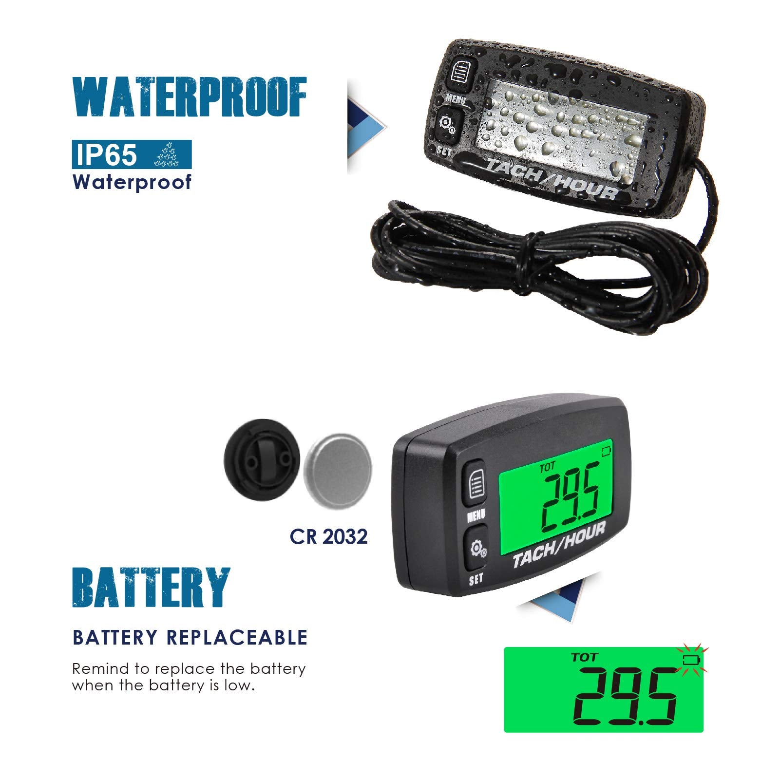 Runleader RL-HM032A with CR2032 battery removed, user-replaceable battery for data retention