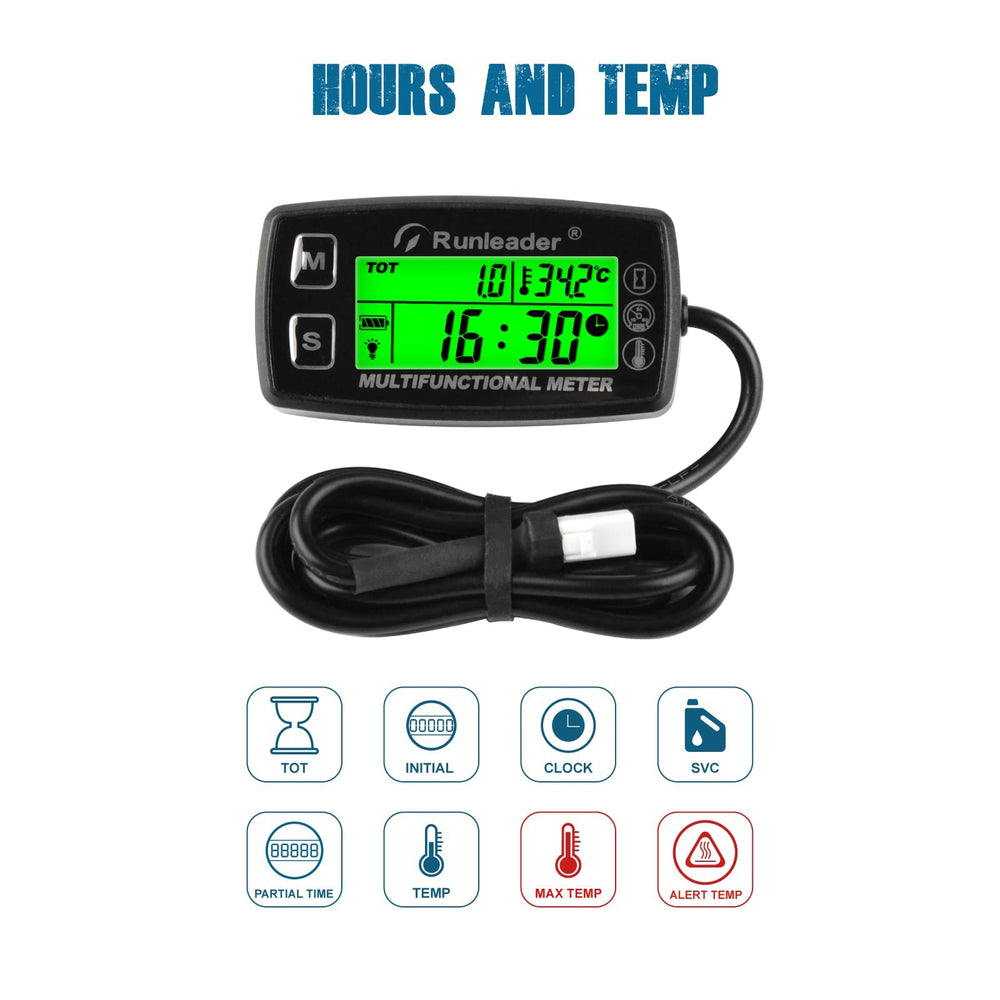 Runleader display lit with green backlight and red alert highlighting improved visibility