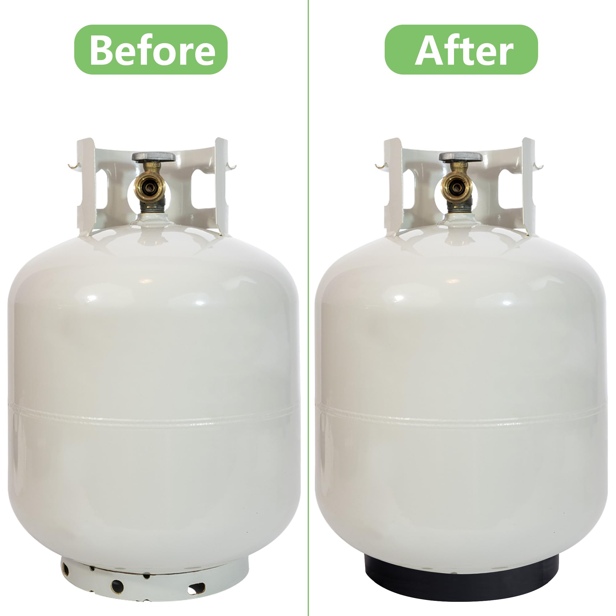 RunNico ring installed beneath propane tank protecting mounting bracket