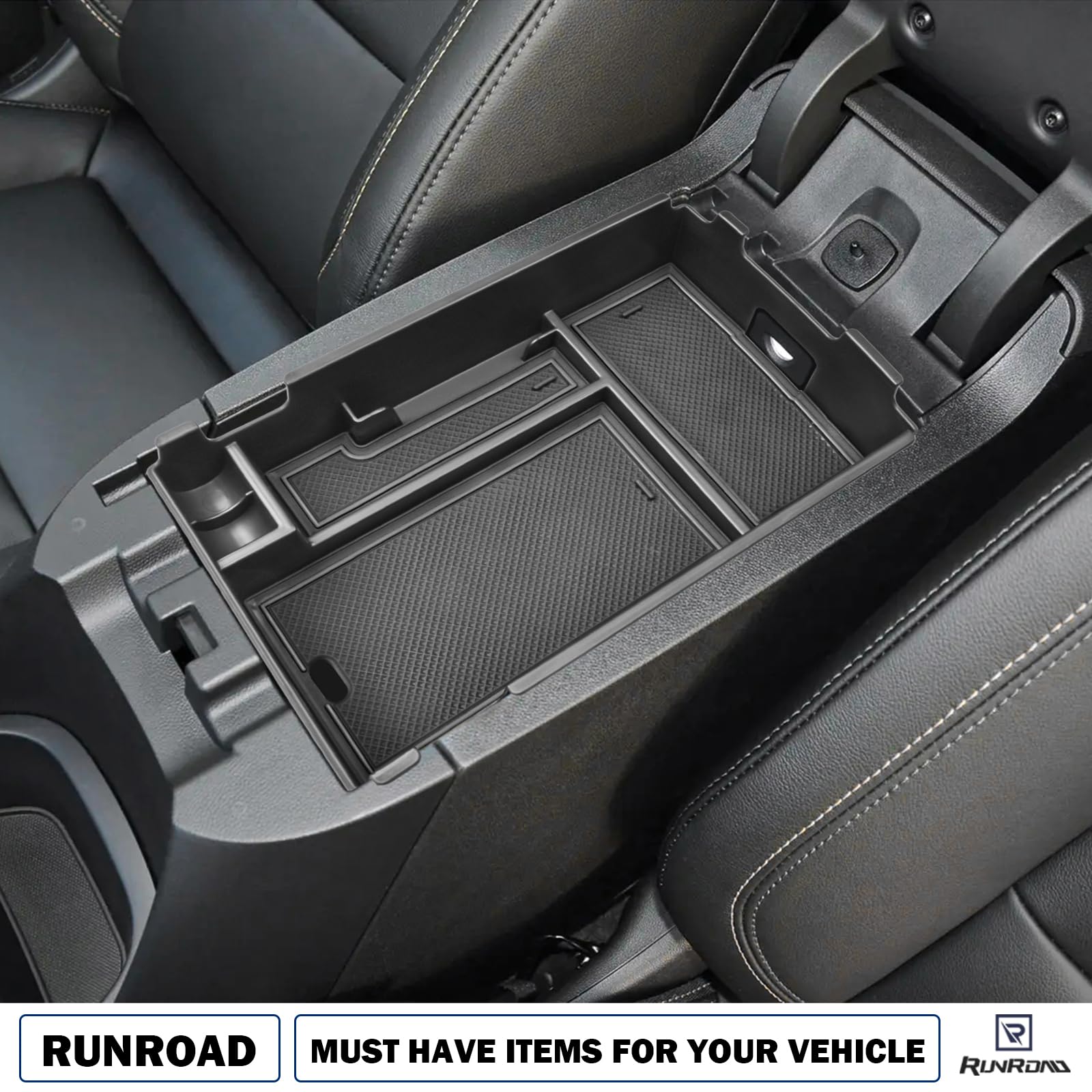 RUNROAD lower shelf space showing room for gloves and larger items for efficient storage