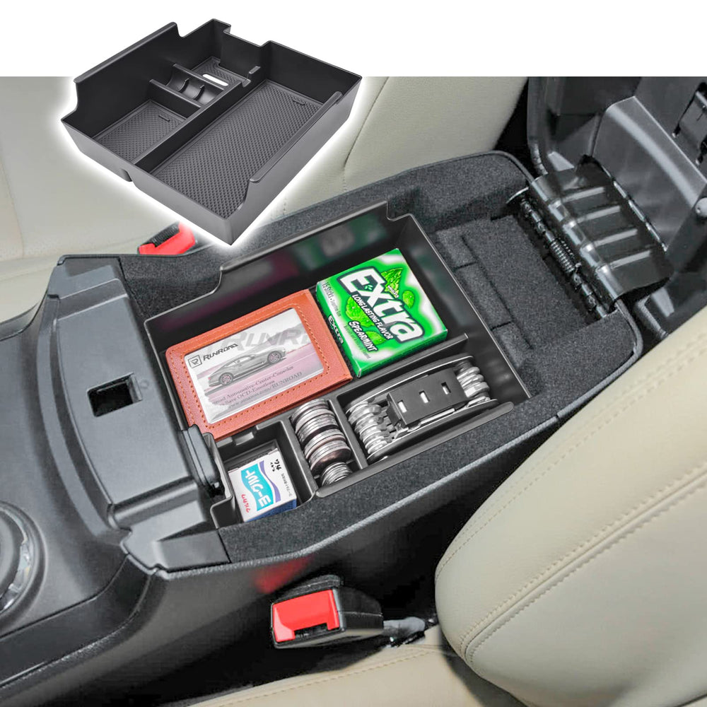 RUNROAD front view of console insert showing neat organization and improved access