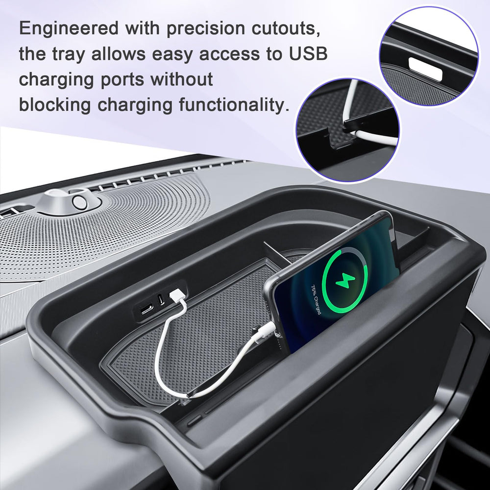 RUNROAD tray in use with phone, wallet, sunglasses within easy reach