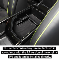 RUNROAD installed upper tray in EV6 armrest reducing clutter and rattles