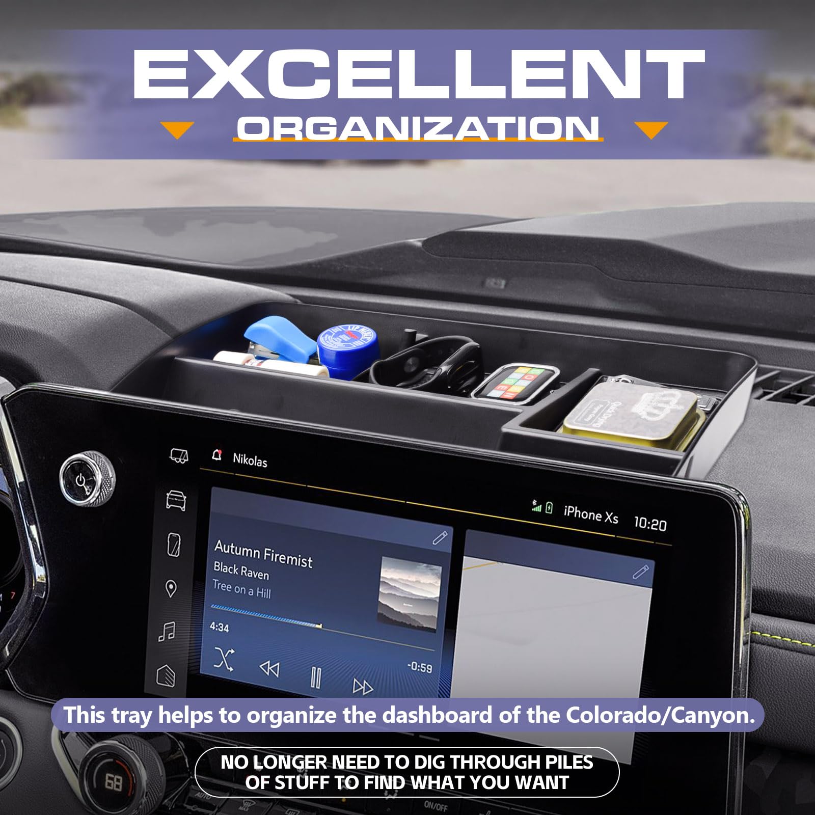 RUNROAD lifestyle shot inside truck highlighting organized cabin benefit