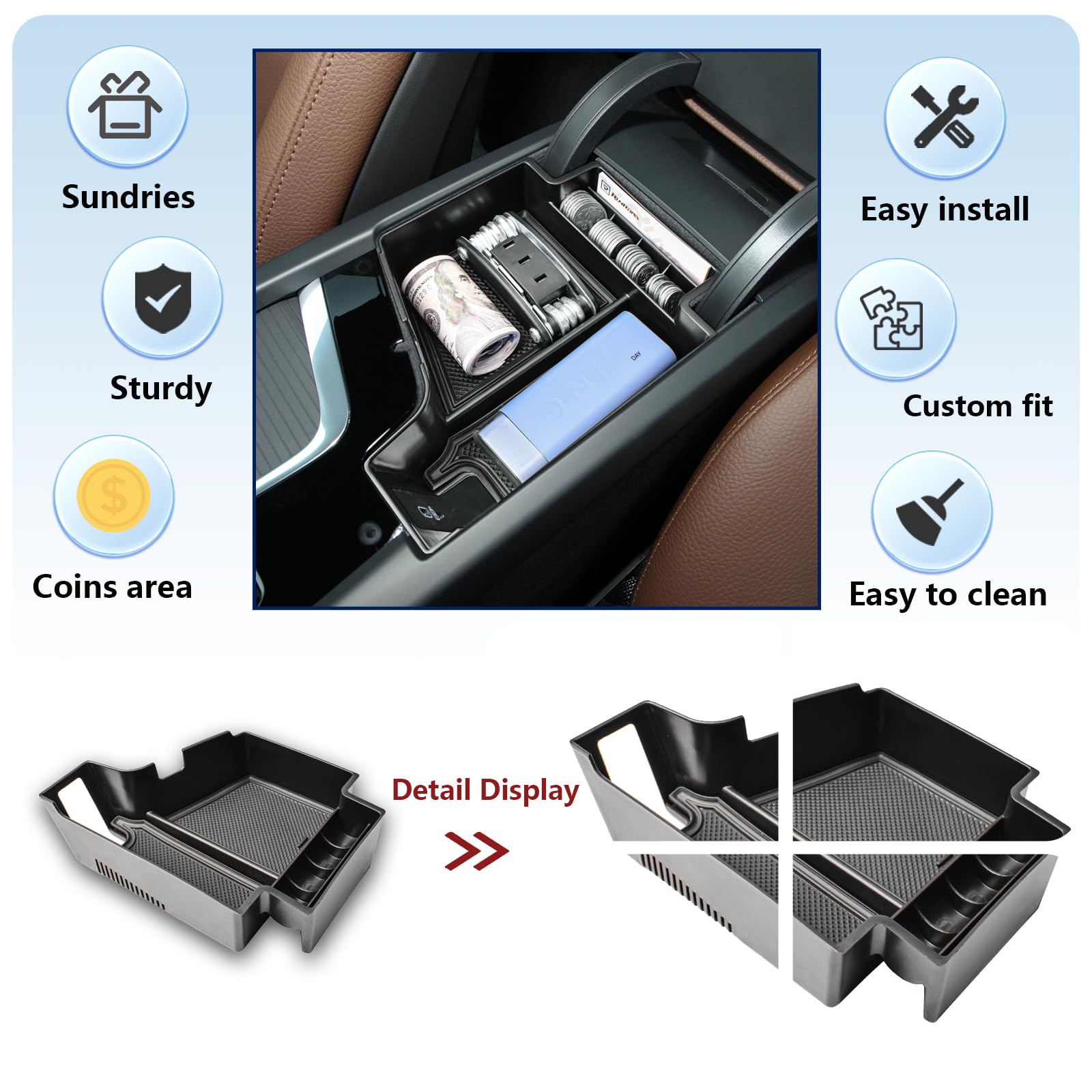 RUNROAD tray next to car keys for scale showing compact efficient storage