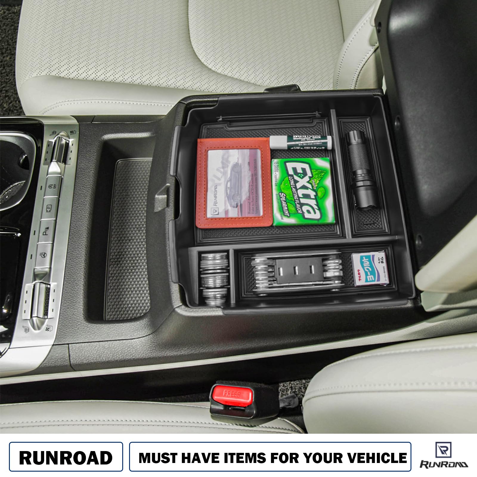 RUNROAD tray cable slot showing USB cord access and neat cable routing