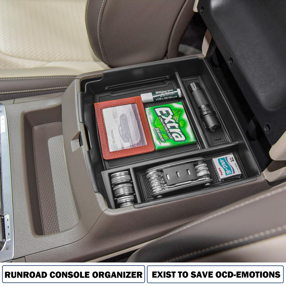 RUNROAD lifestyle photo of tray in Kia Carnival interior for clutter-free trips