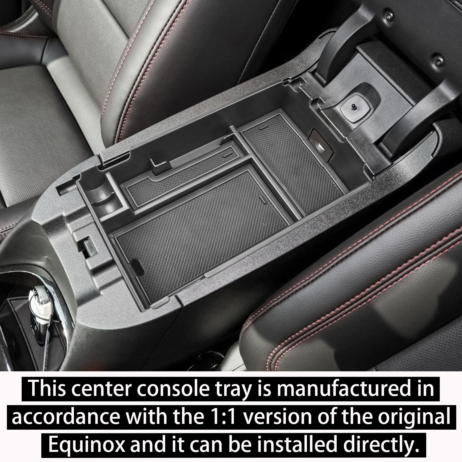 RUNROAD installed tray in Equinox console demonstrating improved organization and reach
