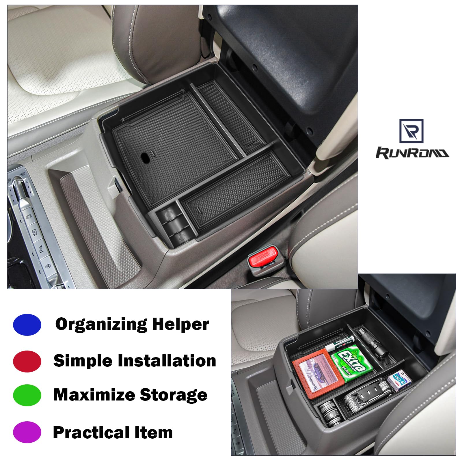 RUNROAD view of roomy lower compartment kept available under tray