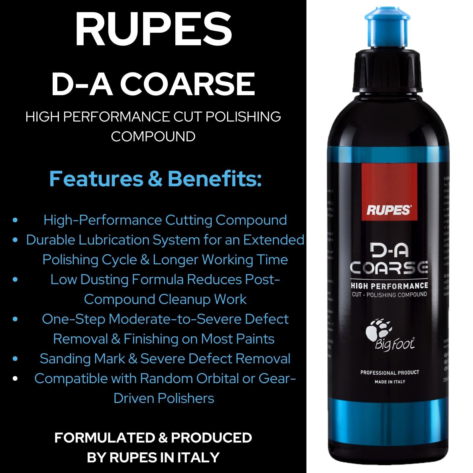 RUPES D-A Coarse pouring texture demonstrating cutting ability and control