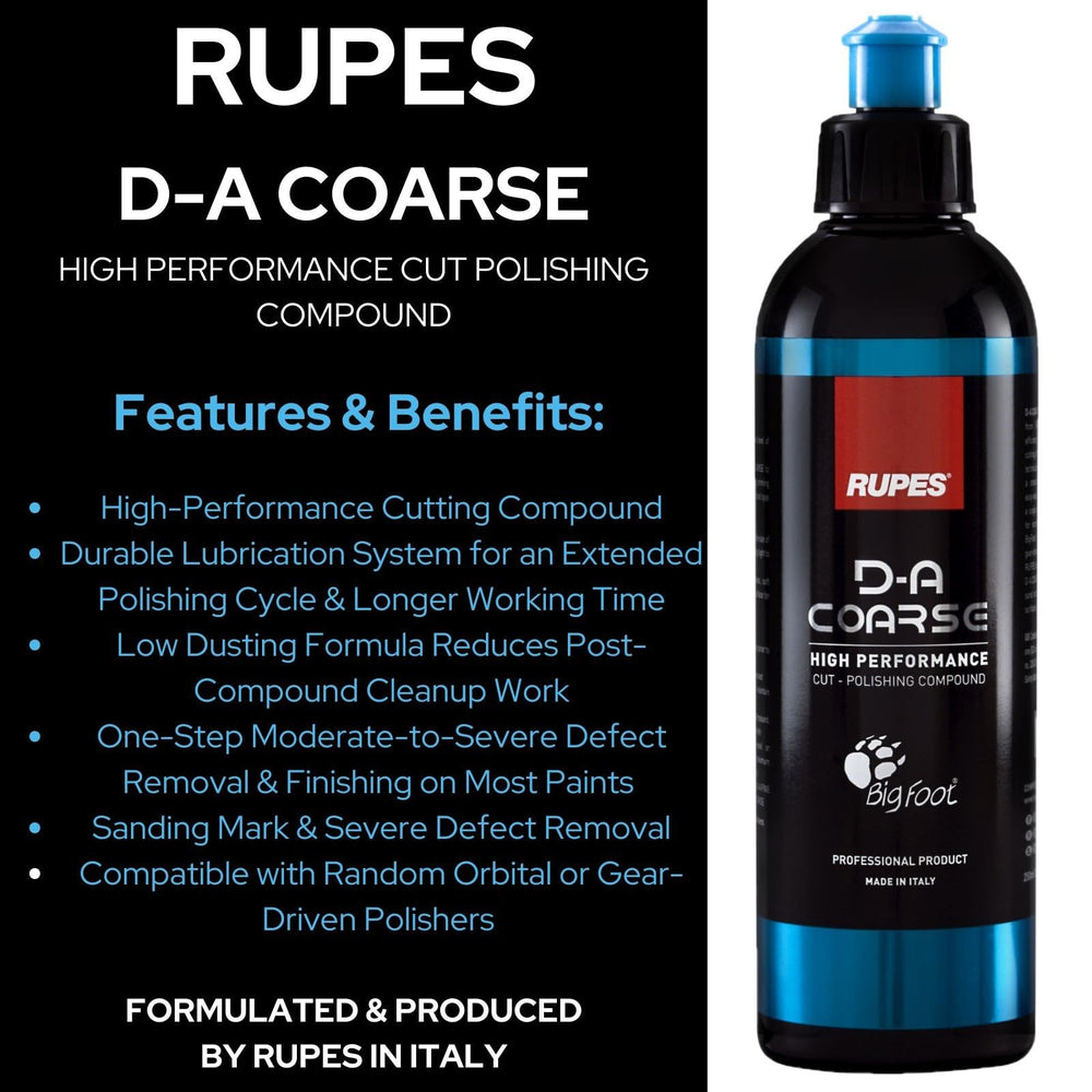 RUPES D-A Coarse pouring texture demonstrating cutting ability and control